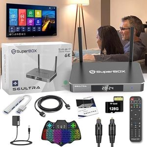 ESPBOP 2025 Version S.6 Ultr-a 4GB RAM 128GB ROM 6K U-ltra HD Built-in Voice Control, Mini Keyboard, HDMI Cable, Power Supply, 1 * 128 TF Card, 1*USB Hub