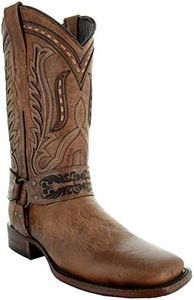 Soto Boots Women's Harness Cowgirl Boots M50038, Tan, 9