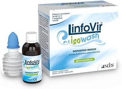 Nóos - LinfoVir® ISOWASH: Lavaggio Nasale a base di Soluzione Salina Isotonica - 8 Flaconi Monodose da 60 ml - per una Igiene Nasale Quotidiana