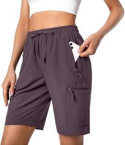 Women's Lightweight Hiking Cargo Shorts Quick Dry Athletic Shorts for Camping Travel Golf with Zipper Pockets Water Resistant Dusty Purple