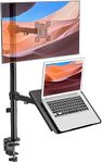 WALI Laptop and Monitor Mount Stand, Extra Tall Single Monitor Desk Mount with Tray for 1 Laptop Notebook up to 17 inch and 1 LCD Monitor Mount up to 32 inch, Weight up to 22lbs (M001XLLP), Black