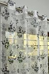 Galaxy Home Decor Premium Sheer Printed Net Transparent Curtains for Long Door 8 Feet, Pack of 3, Grey (Grey Tulsi, 8 Feet (3Pc))