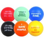 Anti Stress Balls Assortment, Everything is Fine, I Hate People, Outward Smiles Inward Screams, Funny Gag Gifts for Coworkers, 2.48 Inches (Pack of 6)