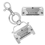 Bamali Black Laser Engrave Customize Matt Finish Stainless Steel Car Keychain with Personalize Number. Metal Key Chain Gift for car and Bike Lovers