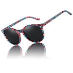 Duco Classic Round Polarized UV400 Protection Vintage Shades Sunglasses for Women DC1230 (Colorful)