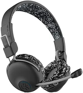 JLab JBuddies Play Gaming Wireless Kids Headset, Black, 22+ Hour Bluetooth 5 Playtime 60ms Super-Low Latency for Mobile Gameplay, Retractable Boom Mic, AUX Cord Compatible w/Gaming Consoles