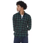 Campus Sutra Men's Navy Blue & Forest Green Buffalo Check Shirt for Casual Wear | Spread Collar | Long Sleeve | Button Closure | Cotton Shirt Crafted with Comfort Fit for Everyday Wear