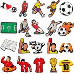 Keismodye 20PCS Shoe Charms, Football Charms Fits for Clog Sandal, Birthday Gift, or Wristband, or Party Favors for Kids, Boys, Teens, Men