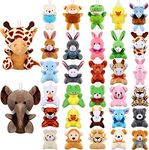 32 Pieces Mini Plush Animal Toys Safari Stuffed Toys Animals Cute Plush Keychain Animals Decoration for Birthday Teacher Student Award Themed Party Favors (Giraffe, Elephant) (Giraffe, Elephant)