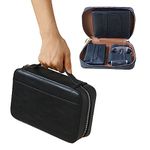 AMANCY Premium Black Leather 5 Holder Cigar Humidor Case,Elegant Cigar Bag Pouch with Several Inner Accessory Pockets