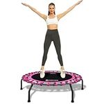 DARCHEN 150KG Rebounder Mini Trampoline for Adult, Indoor Small Trampoline for Exercise Workout Fitness, Upgrade Design Bungee Trampoline for Safer Quieter Bounce [102 CM]