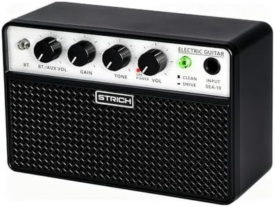 STRICH 2 x 5 W Mini Guitar Amp - Portable, Rechargeable Electric Guitar Practice Amplifier with Clean & Drive Channels, 1/8 Headphone Output for Beginner, Black