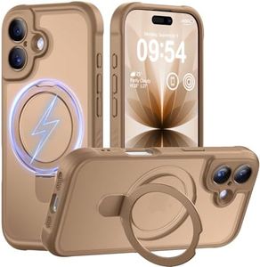 MOCCA Design for iPhone 17 Case, Compatible with Magsafe [Premium Invisible Magnetic Ring Stand] [Military Drop Protection] Full Camera Guard Translucent Matte Slim Phone Cover 6.3",Brown