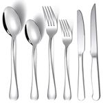 Aen Art Flatware Set, 24-Piece Stainless Steel Silverware Set with Steak Knives for 4, Mirror Polished Cutlery Utensil Set for Home Restaurant Hotel, Dishwasher Safe