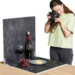 2 Pack Photo Backdrop Board | Realistic Photography Background | Food Photography Background | Replica Surfaces | Product Photography Backdrops | Black Marble & Concrete | Flat Lay Background | Big