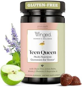 Winged Wellness Teen Queen Multivitamins for Teen Girls - Helps with Mood and Hormonal Health - for Ages 13+, Vegan & Gluten Free - Green Apple, 25 Servings