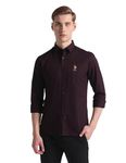 U.S. POLO ASSN. Men's Solid Slim Fit Shirt (UDSHT1128_Wine
