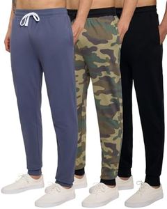Real Essentials Big & Tall King Size Mens Joggers Sweatpants Fleece Pants Sweat Clothing Pockets Baggy Elastic Cuffed Workout Bottom Athletic Soft Warm Winter Gym Active, Set 7, 3X Tall, Pack of 3