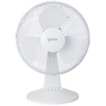 Igenix DF1210 Portable Desk Fan, 12 Inch, 40 Watt, 3 Speed Settings, Quiet Operation, Oscillating, Desktop/Bedside Fan, Ideal for Home and Office, White