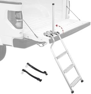 AA Products Inc. AA Products Aluminum Omni-Directional Tailgate Ladder Rack with Wide Pedal and Handrail for Truck Easy Install Durable Ladder Rack Capacity 300 lbs(USPTO Patent Pending)