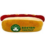 Pets First NBA Boston Celtics HOT Dog Plush Dog & CAT Squeak Toy - Cutest HOT-Dog Snack Plush Toy for Dogs & Cats with Inner Squeaker & Beautiful Basketball Team Name/Logo 8 x 5 x 3 Inches