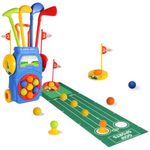 iFunLong Kids Golf Set | Toddler Golf Set with 7 Balls, 4 golf clubs, 2 Practice Holes,1 Golf Mat & Golf Cart | Safe, Non-Toxic Material | Perfect for Toddlers & Children Ages 3-5