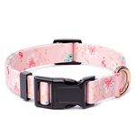 Rnivvi Dog Collar, Personalized Adjustable Dog Collar for Small Dogs, Cute Floral Puppy Collar for Boy and Girl Dogs, Soft Heavy Duty Pet Collars with Quick Release Buckle for Walking Running, Pink