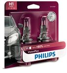 Philips H1 VisionPlus Upgrade Headlight Bulb with up to 60% More Vision, 2 Pack