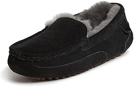 Fireside by Dearfoams Men's Melbourne Shearling Indoor/Outdoor Moccasin Slipper with Wide Widths, Black, 13