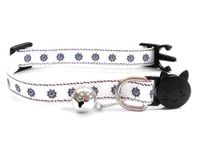 Anchor Print Cat Collars with Bell. Quick Safety Release Breakaway Buckle. Available in Cat & Kitten Size | Zacal Cat Collars (Cat Collar (20cm - 30cm), Boat Wheel Print)