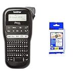 Brother PT-H110 Label Maker, P-Touch Label Printer, Handheld, QWERTY Keyboard, Up to 12mm Labels & TZe-231S Labelling Tape Cassette, Black on White, 12 mm (W) x 4M (L)