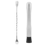 tifanso Muddler & Bar Spoon, 10" Stainless Steel Cocktail Mixing Tool for Mojitos & Fruit Drinks