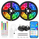 BTF-LIGHTING RGBW Bluetooth Music APP 10M LED Strip Lights RGB+Warm White 3000K 4 Colors in 1 LED Color Changing Lights Strip for Bedroom, Desk, Home Decoration, with Remote and 12V Power Supply