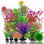 Naturezhen Artificial Aquarium Fish Tank Plants 12 Pcs, Fish Tank Plastic Plants Set, Applicable to Office and Household Simulation Aquarium Plants