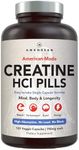 AMANDEAN Creatine HCl Pills. American Made CON-CRET. 120 Veggie Capsules. 7X Concentrated vs Monohydrate Powder. Supports Muscle Growth, Energy, Cognitive Function, Recovery. Gluten Free, Non-GMO.