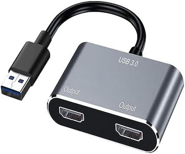 HiperAds USB 3.0 to Dual HDMI Adapter 4K 30Hz and 1080p 60Hz Hdmi Splitter, USB to HDMI Converter for Dual Monitors, Compatible with Windows/MacOS/Android/Win XP only. (Grey)