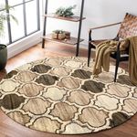 Lahome Moroccan Round Rugs - 4x4 Washable Non-Slip Small Round Area Rug Throw Soft Circle Rugs for Bedroom, Modern Print Indoor Round Carpet for Entryway Sofa Kitchen Living Room (Coffee, 4Ft-Round)