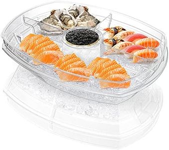 DEAYOU Ice Serving Tray with Lid for Party Food, Serving Platter Dish for Appetizers, Fruits, Vegetables, Salads, Picnic, Snack