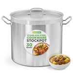 NutriChef 30-Quart Stainless Steel Stockpot – Heavy Duty Induction Soup Pot with Lid, Even Heat Distribution, Compatible with Most Cooktops– Perfect Holiday Cooking, Family Meals & Gift for Home Chefs