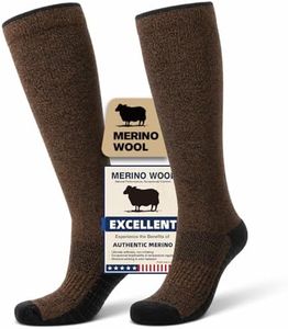 Iambamboo Merino Wool Compression Socks for Women & Men, 20-30 mmHg Knee High Dryarn Socks for Flying, Travel, Running S/M (Brown)