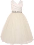 Girls Dress Custom Rhinestone Belt Communion Wedding Flowers Girls Dresses 2-14 - - 12