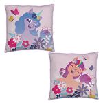 Character World Official My Little Pony Square Cushion Pillow, Super Soft Reversible 2 Sided, Butterfly Design, Perfect for the Bedroom or on the Sofa