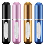 BeautyChen 4 Pack 5ml Portable Mini Refillable Perfume Atomizer Spray Bottle Empty Easy to Fill Scent Aftershave Pump Case Travel Outgoing Purse Multicolor