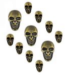 Bezelry Skull Antique Brass Metal Shank Buttons. Blazer Button Set. 3 Pcs of 25mm, 8 Pcs of 16mm