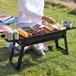 Taylor & Brown Barbecue Grill, Portable Folding Charcoal Barbecue Desk Tabletop Outdoor Stainless Steel Smoker BBQ for Picnic Garden Terrace Camping Travel L82cm x W22.5cm x H33.5cm