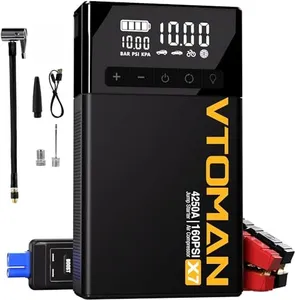 VTOMAN X7 Jump Starter with Air Compressor, 4250A Portable Car Jumper with 160PSI Digital Tire Inflator,12V Lithium Battery Charger Booster Box with Type-C Quick Charge (Up 10L Gas/10L Diesel Engine)