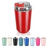 Puraville Insulated Tumblers with Lid, 14 oz Travel Coffee Mug Stainless Steel Vacuum Thermos Cup, Leak Proof Reusable Double Walled Coffee Tumbler for Iced and Hot Drinks, Red