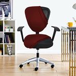 LAZI (Maroon Set of 6 2 PC Office Chair Cover Polycotton Stretchable Elastic Spandex Removable Washable Office Computer Desk Executive Rotating Chair Seat Cover Slipcover Protector for Office Chair