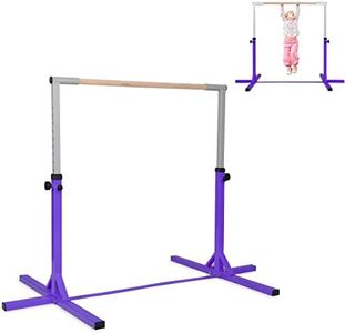 COSTWAY Gymnastics Training Bar, 90-150cm Height Adjustable Horizontal Kip Bars with Non-slip Rubber Pads, Home Gym Sports Equipment for Kids Juniors, 100kg Weight Capacity (Purple)