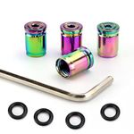 4Pcs Tire Valve Caps Brass Anti-Theft Wheel Tyre Dust Cap Colourful Design with O Rubber Seal and Wrench Outdoor Personalized Modified Valve Caps All-Weather for Car Bus Truck SUV Motorcycle Bicycle